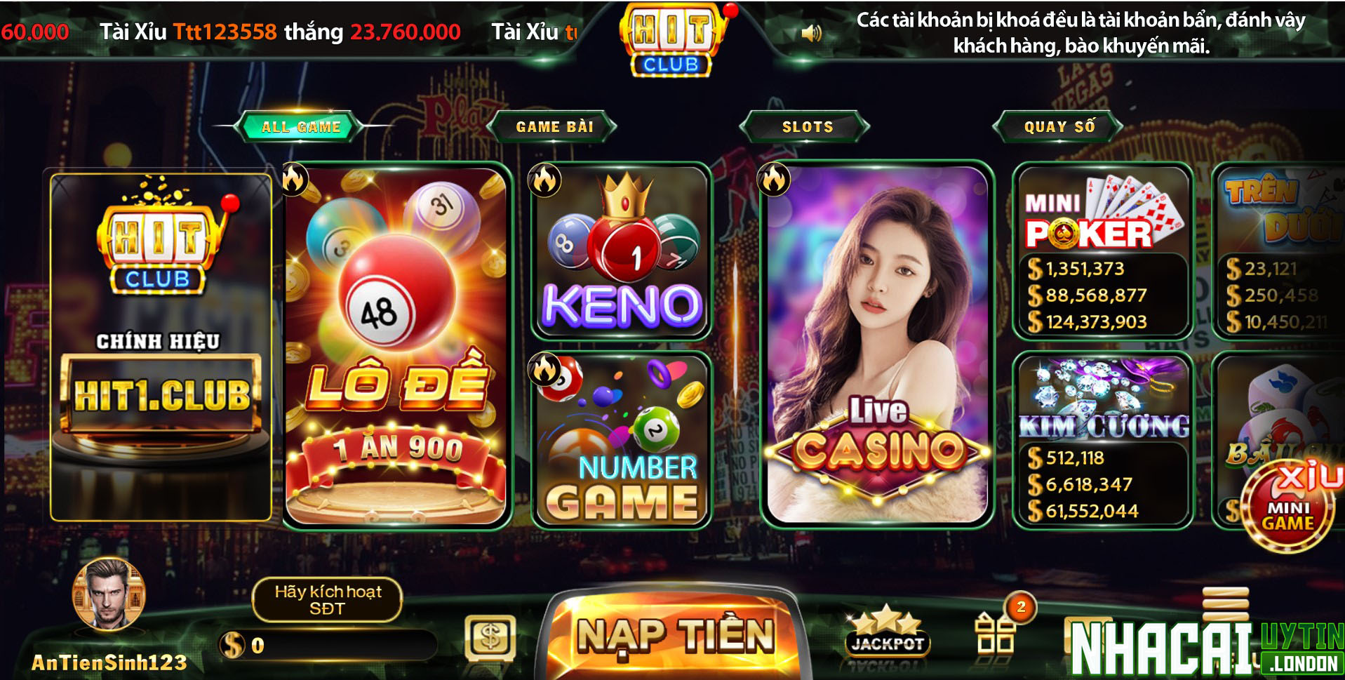 Sự đa dạng game của nhà cái Hit Club